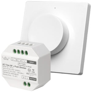 LED Dimmer Paneel Draadloos Met Afstandsbediening - Opbouw + AC Triac RF + Push Dimmer - Set Met Afdekplaat - Wit
