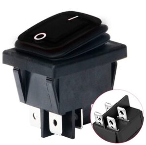 Orbit Electronic Wipschakelaar ON-OFF - 4-pins - 30x22mm - 16A 250V - Spat Waterdicht - KCD4-201-16 - Zwart