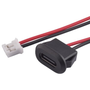 USB Type-C Connector + Aansluitkabel - Inbouw -USB Type-C Female - 3A 5V - PH2.0  - Zwart