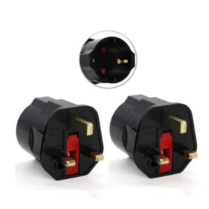 Reisstekker Type G - Wereldstekker EU naar Engeland, Ierland, Malta, Maleisië - Zwart - 2 stuks