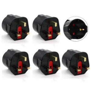 Reisstekker Type G - Wereldstekker EU naar Engeland, Ierland, Malta, Maleisië - Zwart - 5 stuks