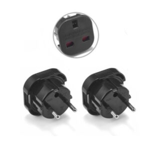 Reisstekker Type G naar Type F - Wereldstekker Engeland, Ierland, Malta, Maleisië naar EU - Zwart - 2 stuks