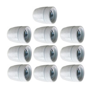 Lamphouder porselein - 3/8 - E27 - Wit - Per 10 stuks