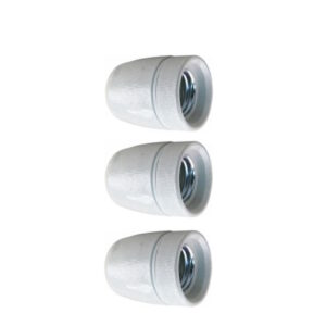 Lamphouder porselein - 3/8 - E27 - Wit - Per 3 stuks