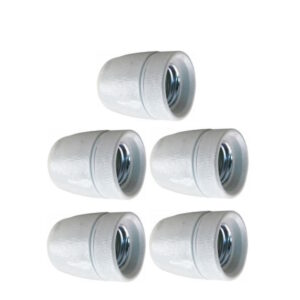 Lamphouder porselein - 3/8 - E27 - Wit - Per 5 stuks