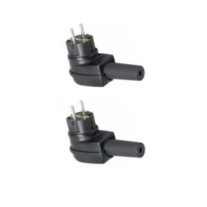 Rubberen Stekker met Randaarde - Haaks - 16A 230V - Zwart - Per 2 stuks