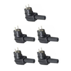 Rubberen Stekker met Randaarde - Haaks - 16A 230V - Zwart - Per 5 stuks