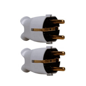 Stekker met Randaarde + Trekvleugels - 16A 230V - Wit - Per 2 stuks