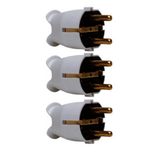 Stekker met Randaarde + Trekvleugels - 16A 230V - Wit - Per 3 stuks