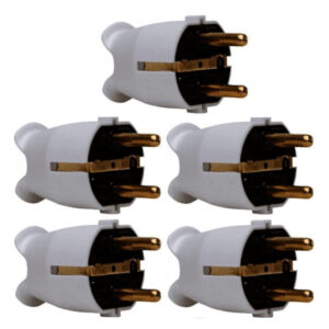 Stekker met Randaarde + Trekvleugels - 16A 230V - Wit - Per 5 stuks