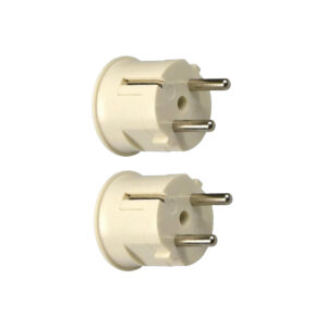 Haakse Stekker met Randaarde - 16A 230V - Crème Wit - Per 2 stuks