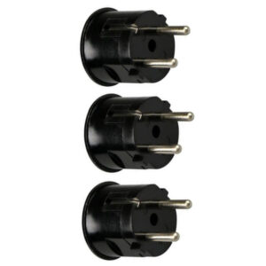 Haakse Stekker met Randaarde - 16A 230V - Zwart - Per 3 stuks