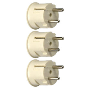 Haakse Stekker met Randaarde - 16A 230V - Crème Wit - Per 3 stuks