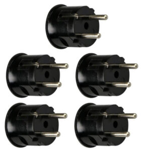 Haakse Stekker met Randaarde - 16A 230V - Zwart - Per 5 stuks