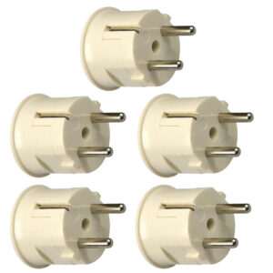 Haakse Stekker met Randaarde - 16A 230V - Crème Wit - Per 5 stuks