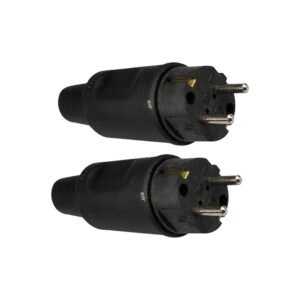 Rubberen Stekker met Randaarde - 16A 230V - Zwart - Per 2 stuks