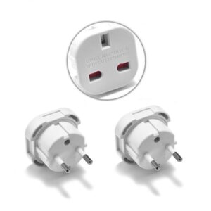 Reisstekker Type G naar Type F - Wereldstekker Engeland, Ierland, Malta, Maleisië naar EU - Wit - 2 stuks