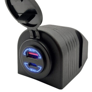 ProRide 12V USB Stopcontact 2 Poorten Opbouw - QC4.0 - USB Autolader, Boot en Camper - Complete set - Blauw