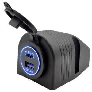 ProRide 12V USB/USB C Stopcontact 2 Poorten Opbouw met Schakelaar - QC3.0 - USB Autolader, Boot en Camper - Complete set - Blauw