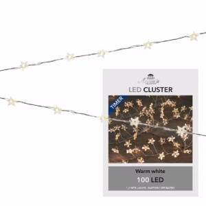 Anna's Collection Kerst Zilverraadverlichting op Batterijen - Sterren - Timer - 100 LED's - 1.2 meter - Warm WIt