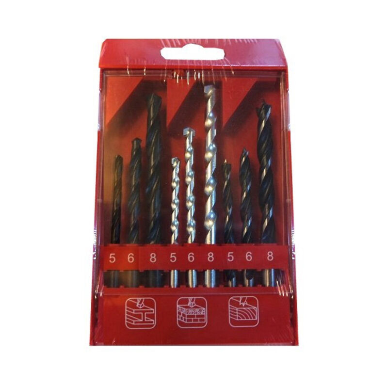 Combi Borenset 9-delig - Hout-Metaal-Steen