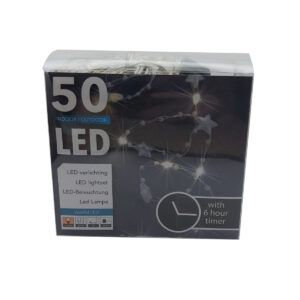 LED Draadverlichting met Sterren - 50 LED's - Timer - 3 meter - Warm