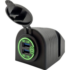 ProRide 12V USB Stopcontact 2 Poorten Opbouw met Schakelaar - QC3.0 - PUSB1QC-G - USB Autolader, Boot en Camper - Complete set - Groen