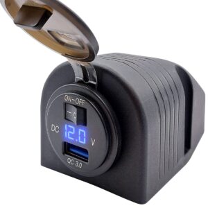 ProRide 12V USB Stopcontact 1 Poort Opbouw met Schakelaar/Voltmeter - QC3.0 - USB Autolader, Boot en Camper - Complete set - Blauw