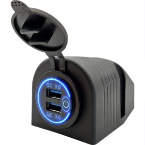 ProRide 12V USB Stopcontact 2 Poorten Opbouw met Schakelaar - QC3.0 - PUSB1QC-B - USB Autolader, Boot en Camper - Complete set - Blauw