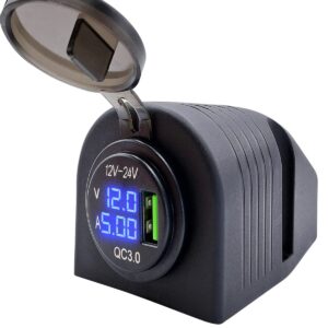 ProRide 12V USB Stopcontact Opbouw met Voltmeter/Ampèremeter - QC3.0 - USB Autolader, Boot en Camper - Complete set