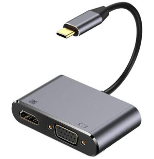Video Converter - USB-C naar HDMI+VGA Adapter -1080p - Grijs