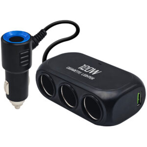 ProRide Auto Sigarettenaansteker Splitter 120W - 3x 12V stopcontacten - 2x USB poorten - USB-A - Zwart