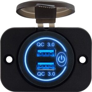 ProRide 12V USB Stopcontact 2 Poorten Inbouw met Schakelaar - QC3.0 - PUSB1QC-B - USB Autolader, Boot en Camper - Complete set - Blauw