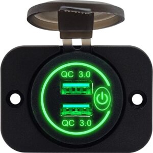 ProRide 12V USB Stopcontact 2 Poorten Inbouw met Schakelaar - QC3.0 - PUSB1QC-G - USB Autolader, Boot en Camper - Complete set - Groen