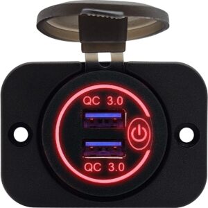 ProRide 12V USB Stopcontact 2 Poorten Inbouw met Schakelaar - QC3.0 - PUSB1QC-R - USB Autolader, Boot en Camper - Complete set - Rood
