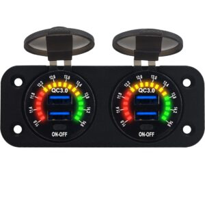 ProRide 12V USB Stopcontact 4 Poorten met Schakelaar/Voltmeter - Tweevoudig Inbouw - QC3.0 - USB Autolader, Boot en Camper