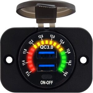 ProRide 12V USB Stopcontact 2 Poorten Inbouw met Schakelaar/Voltmeter - QC3.0 - USB Autolader, Boot en Camper - Complete set