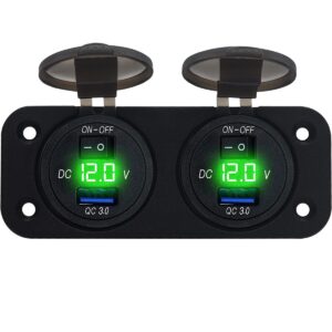 ProRide 12V USB Stopcontact met Schakelaar/Voltmeter - 5V/2.4A - Tweevoudig Inbouw - USB Autolader, Boot en Camper - Groen