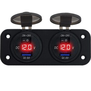 ProRide 12V USB Stopcontact met Schakelaar/Voltmeter - 5V/2.4A - Tweevoudig Inbouw - USB Autolader, Boot en Camper - Rood