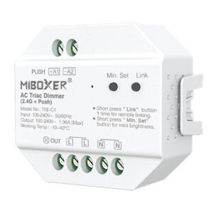 MiBoxer LED Dimmer Voor Drukknop - Triac Radiofrequentie 220-240V 300W - IP20 - Inbouw - Wit