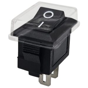 ProRide Mini Wipschakelaar ON/OFF KCD1-10 - met Beschermkapjes - 2-pins  - 19x11.5mm - Rechthoek - 250V/3A - Zwart