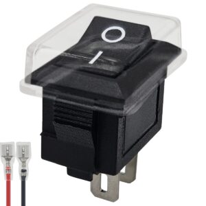 ProRide Mini Wipschakelaar ON/OFF KCD1-10 - met Beschermkapje en Aansluitkabel - 2-pins  - 19x11.5mm - Rechthoek - 250V/3A - Zwart