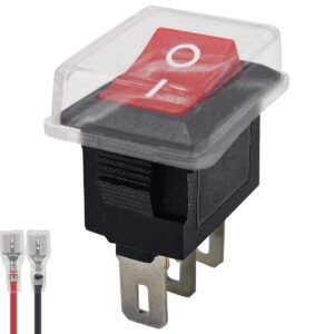 ProRide Mini Wipschakelaar ON/OFF KCD1-11 - met Beschermkapje en Aansluitkabel - 3-pins - 13x8mm - Rechthoek - 250V/3A - Rood