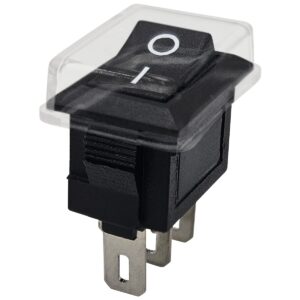 ProRide Mini Wipschakelaar ON/OFF KCD1-11 - met Beschermkapje - 3-pins - 13x8mm - Rechthoek - Zwart