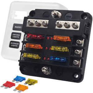 ProRide Steekzekeringhouder 6-voudig - Incl. Steekzekering - 12V - YJ-FB606 - Zwart - Voor Auto, Boot, Camper