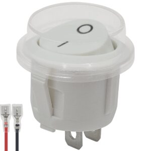 ProRide Wipschakelaar ON/OFF KCD2-202 - met Beschermkapje en Aansluitkabel - 2-pins - Rond ⌀20mm - 250V/6A - Wit