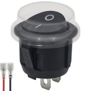 ProRide Wipschakelaar ON/OFF KCD2-202 - met Beschermkapje en Aansluitkabel - 2-pins - Rond ⌀20mm - 250V/6A - Zwart