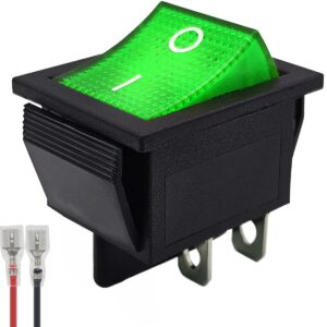 ProRide Wipschakelaar ON-OFF KCD4-202 - met Aansluitkabel - 2 Polig - 250V/16A - 30x22mm - Groen met lampje