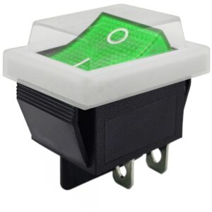 ProRide Wipschakelaar ON-OFF KCD4-202 - met Wit Beschermkapje - 2 Polig - 250V/16A - 30x22mm - Groen zonder controlelampje