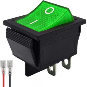 ProRide Wipschakelaar ON-OFF KCD4-202 - met Aansluitkabel - 2 Polig - 250V/16A - 30x22mm - Groen zonder lampje